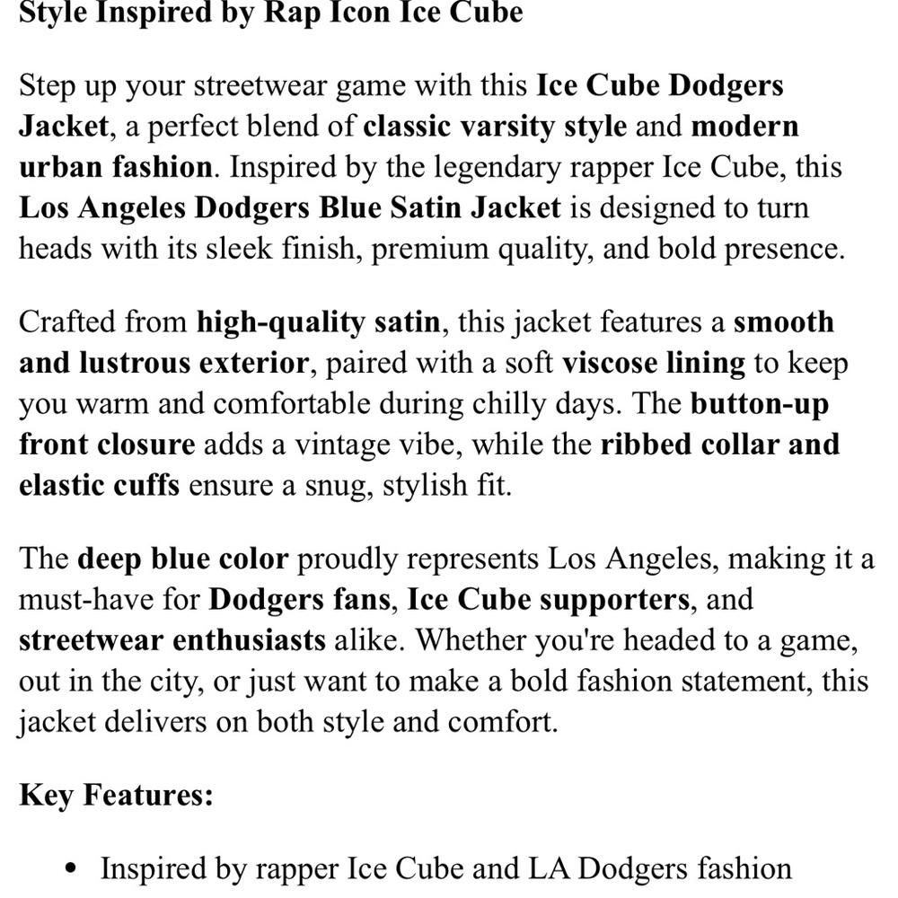 Blue LA Dodgers Satin Jacket - Picture 5 of 5